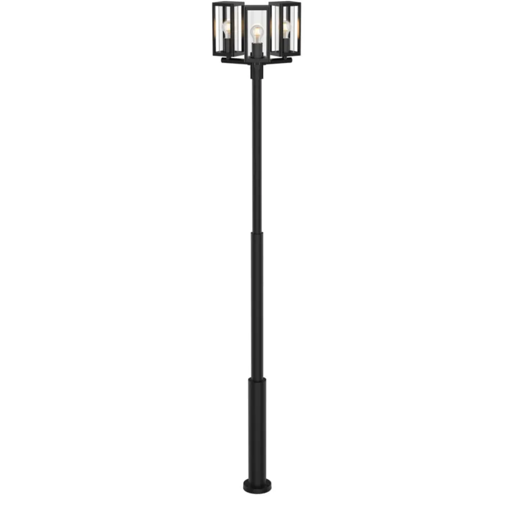 Lucande Lygtepæle>udendørslampe Siveta, 240 cm, 3 lyskilder, sort, E27, IP65