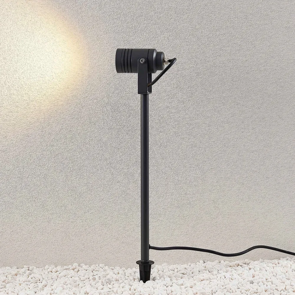 Lucande udendørsspot Galina, jordspyd, stik, grå, 40 cm