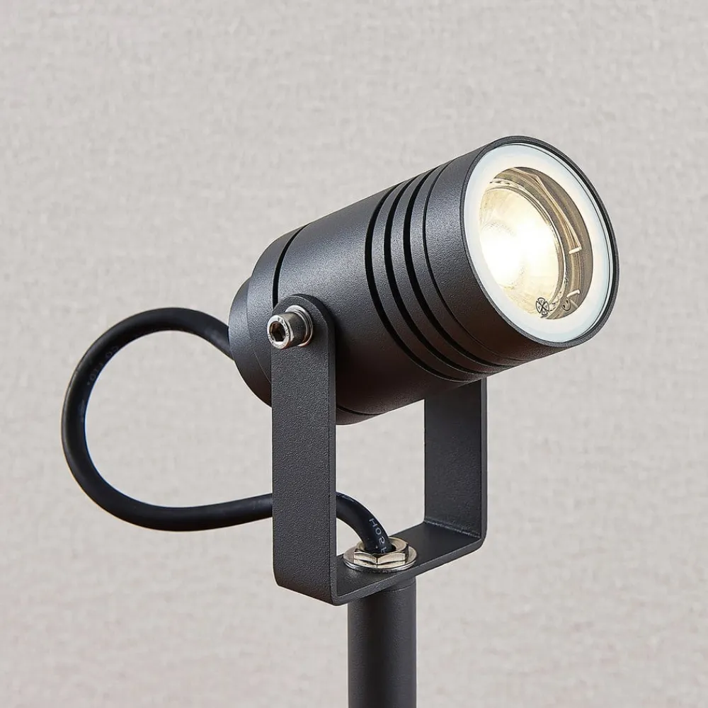 Lucande udendørsspot Galina, jordspyd, stik, grå, 40 cm