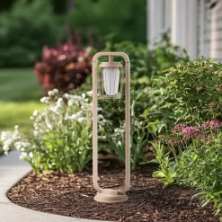 Lucande vejlampe Chandan, 90 cm, beige, metal, IP54