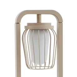Lucande vejlampe Chandan, 90 cm, beige, metal, IP54