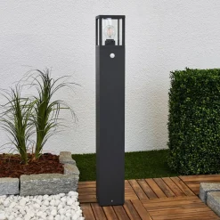 Lucande vejlampe Klemens, 90 cm, sensor, antracit, E27