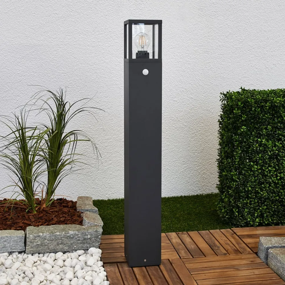 Lucande vejlampe Klemens, 90 cm, sensor, antracit, E27