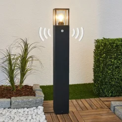 Lucande vejlampe Klemens, 90 cm, sensor, antracit, E27