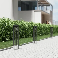 Lucande vejlampe Overa, grå, metal, 68 cm, IP44, E27