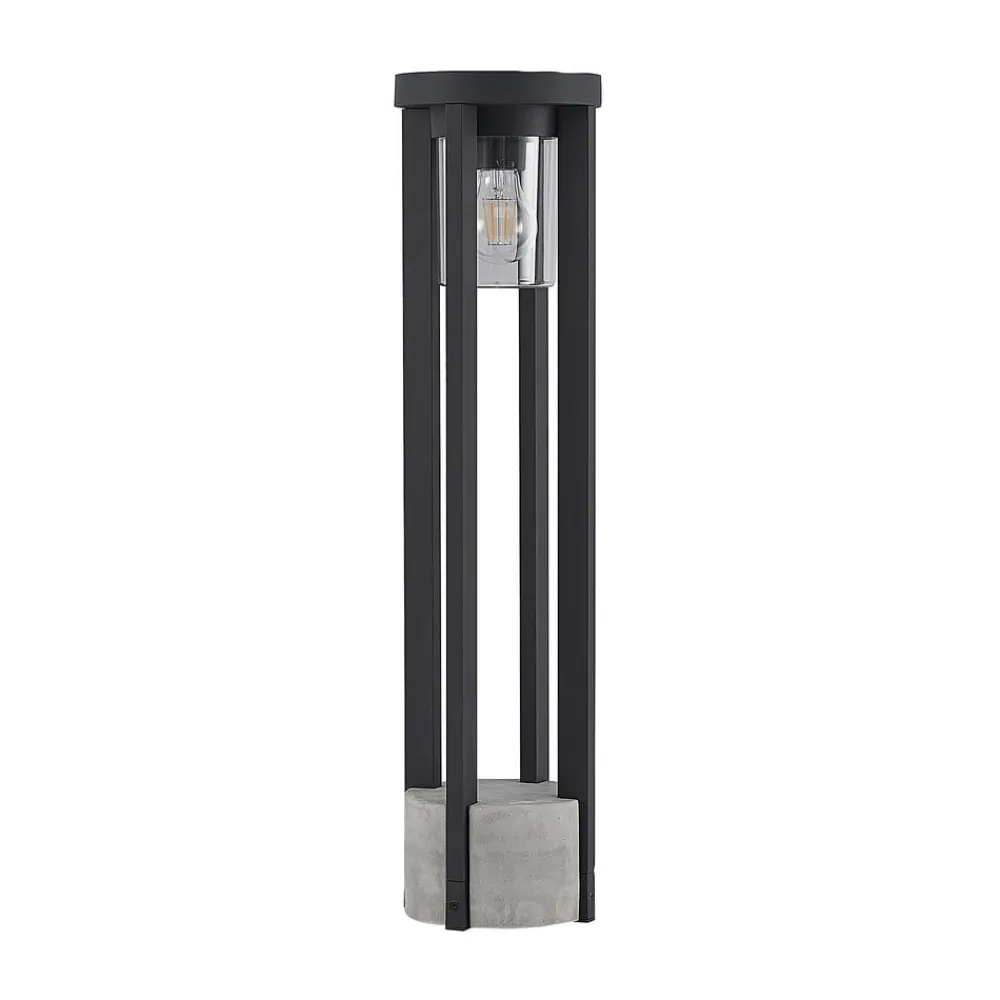 Lucande vejlampe Overa, grå, metal, 68 cm, IP44, E27