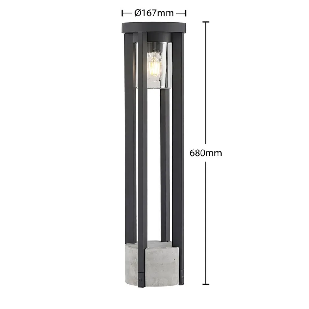 Lucande vejlampe Overa, grå, metal, 68 cm, IP44, E27