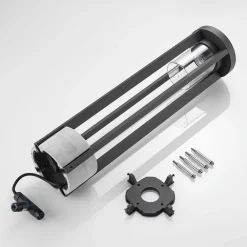 Lucande vejlampe Overa, grå, metal, 68 cm, IP44, E27