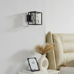 Lucande Væglamper>væglampe Arcan, krom/sort, krystalglas