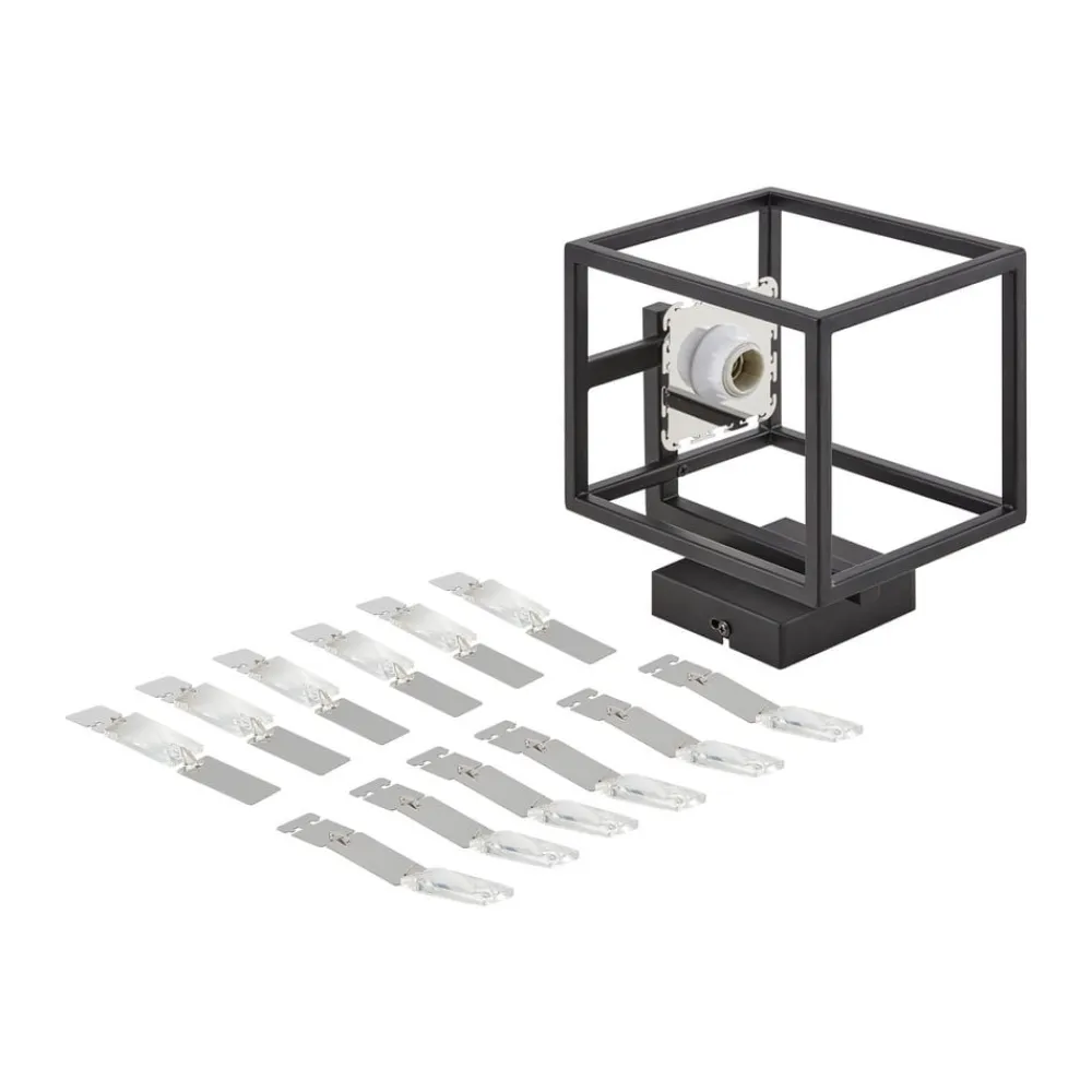 Lucande Væglamper>væglampe Arcan, krom/sort, krystalglas