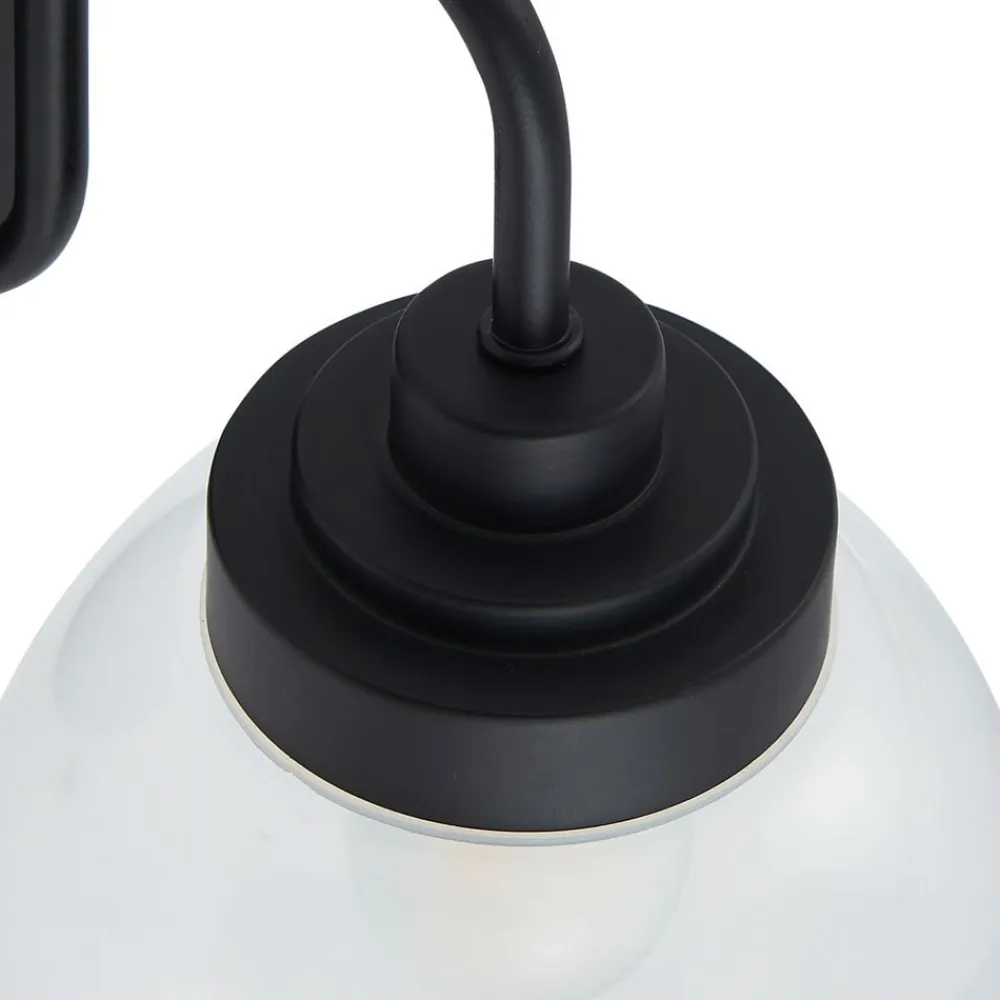 Lucande Væg- Og Spejllamper|Væglamper>væglampe Badolo, sort, glas, 25 cm høj, IP44