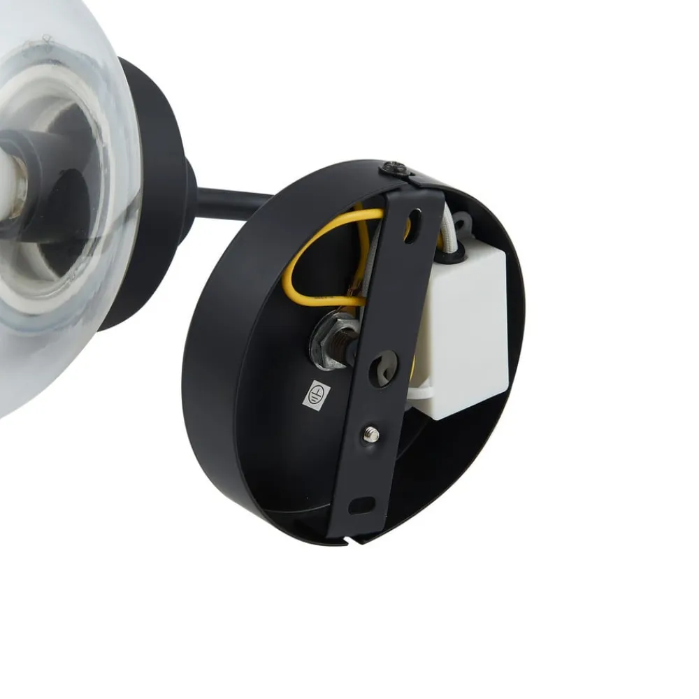 Lucande Væg- Og Spejllamper|Væglamper>væglampe Badolo, sort, glas, 25 cm høj, IP44