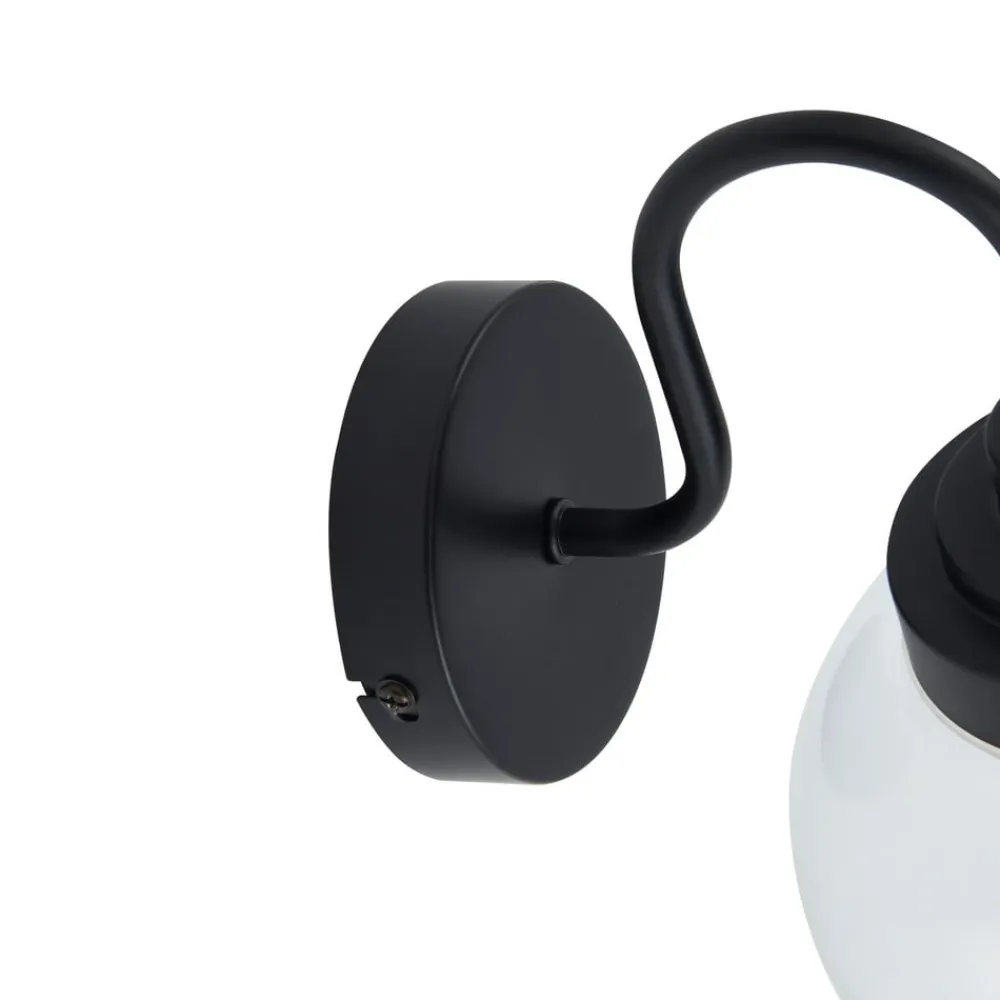 Lucande Væg- Og Spejllamper|Væglamper>væglampe Badolo, sort, glas, 25 cm høj, IP44