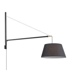 Lucande væglampe Beleza, højde 150 cm, kan trækkes ud, tekstil