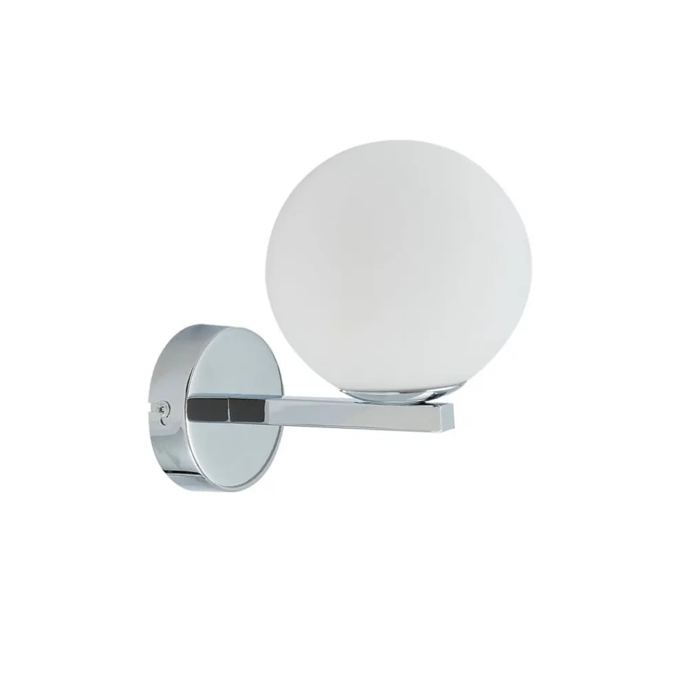 Lucande Væg- Og Spejllamper|Væglamper>væglampe Bidolo, kromfarvet, glas, Ø 12 cm, IP44