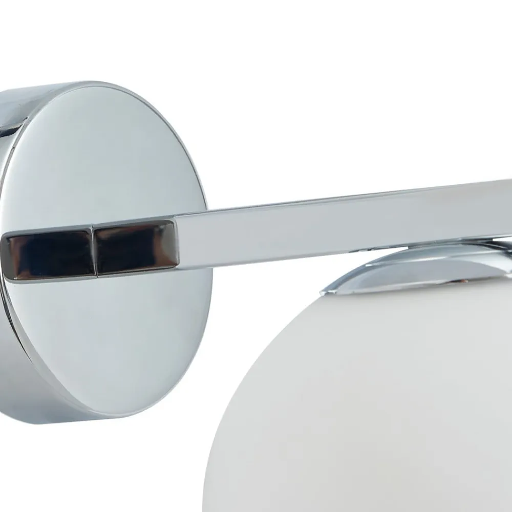 Lucande Væg- Og Spejllamper|Væglamper>væglampe Bidolo, kromfarvet, glas, Ø 12 cm, IP44