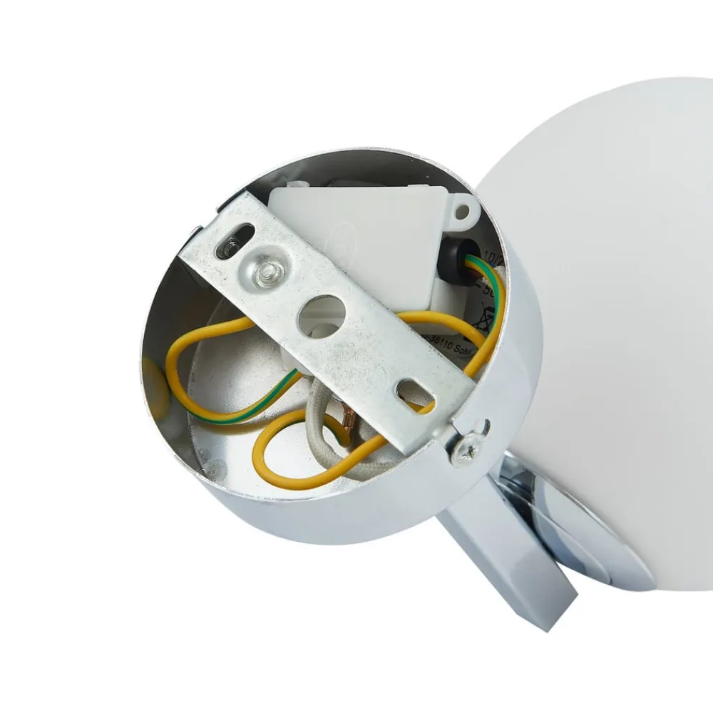 Lucande Væg- Og Spejllamper|Væglamper>væglampe Bidolo, kromfarvet, glas, Ø 12 cm, IP44