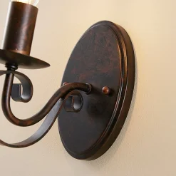 væglampe Caleb, 18 cm, rustfarvet, metal, E14^Lucande Discount