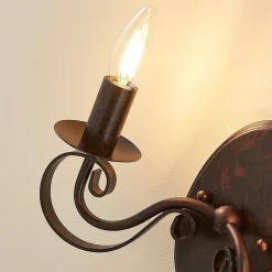 Lucande væglampe Caleb, 2 lyskilder, rustfarvet, metal, E14