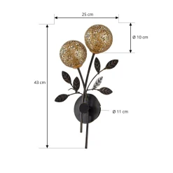 Lucande væglampe Evory, 30 cm, 2 lyskilder, sort/guld, G9