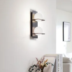 Lucande Væglamper>væglampe Kulka, 2 lyskilder, sort, glas, G9