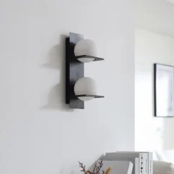 Lucande Væglamper>væglampe Kulka, 2 lyskilder, sort, glas, G9