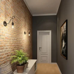 Lucande Væglamper|Væglamper>væglampe Ropina, sort, hampereb, højde 25 cm