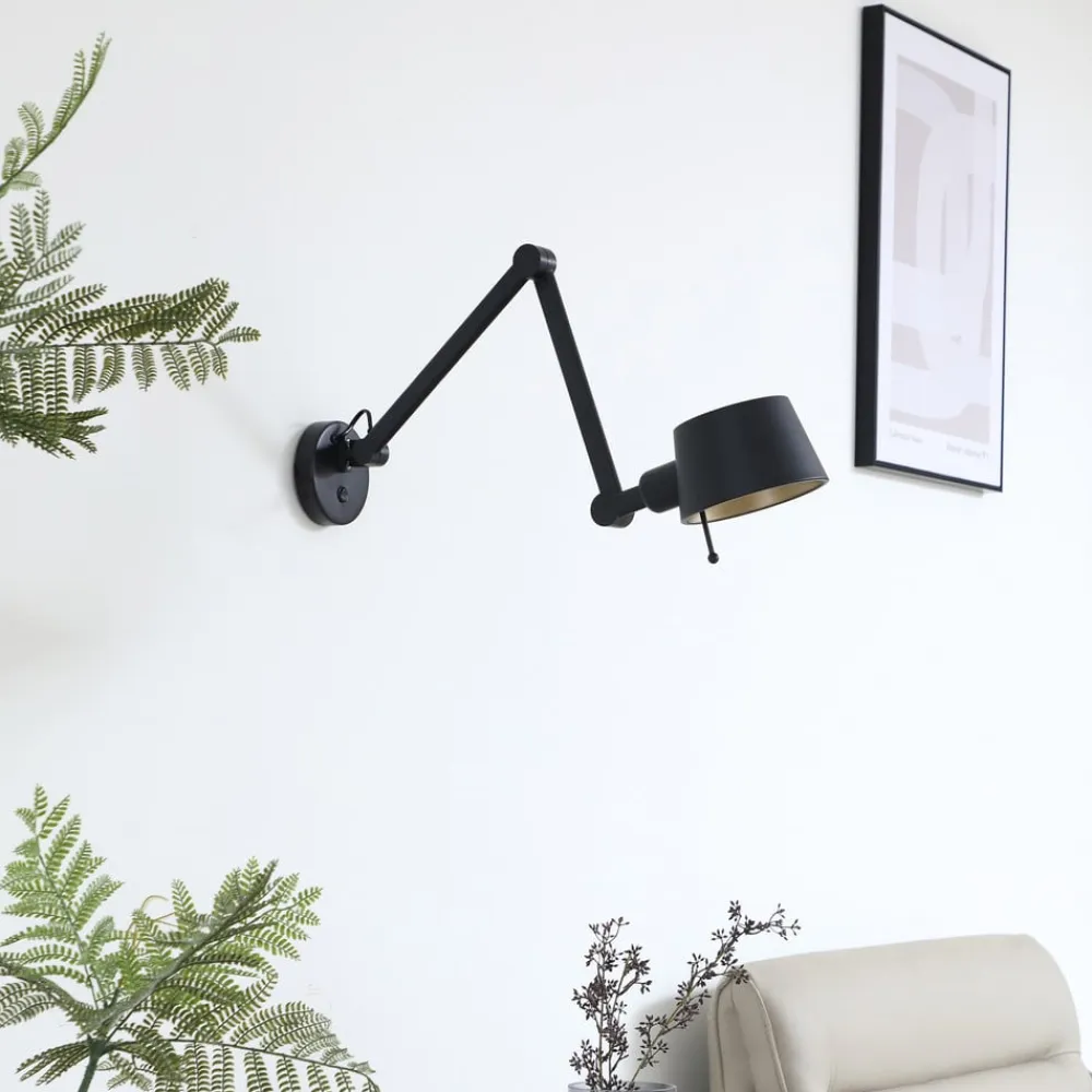 Lucande Arbejdsrum/Kontor|Væglamper>væglampe Silka, sort, metal, 9,5 cm høj