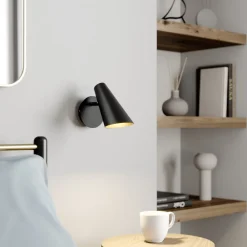 Lucande Pendellamper|Væglamper>væglampe Wibke, højde 24 cm, sort, guld, metal