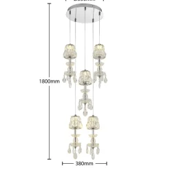 Yasanie LED-pendellampe, 5 lyskilder, rund^Lucande Hot