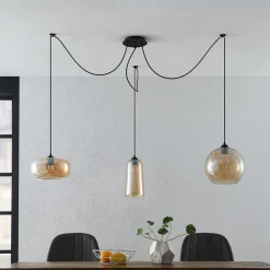 Lucande Pendellamper>Zyli pendellampe, 3 lyskilder, ravgul