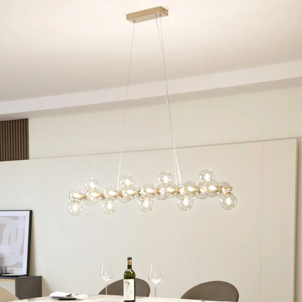 Lucande -pendel Naelen, guld/amber, 125 cm, glas, G9