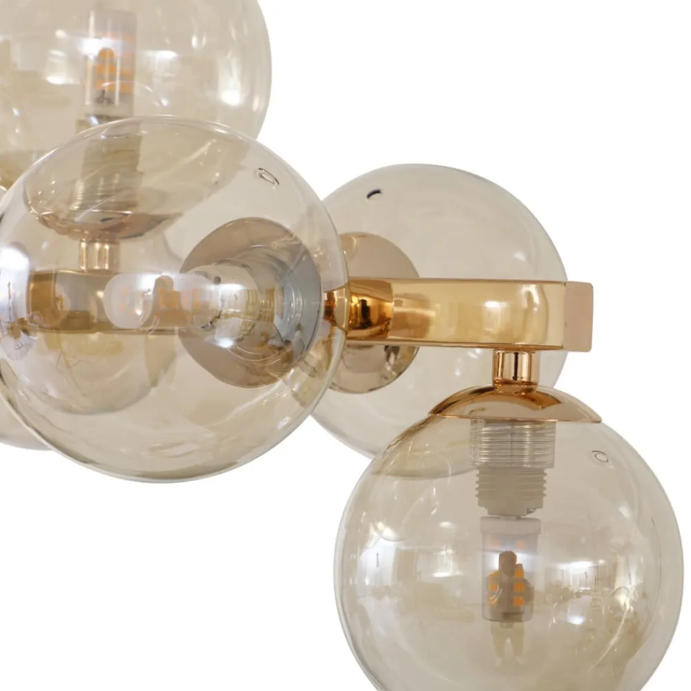 Lucande -pendel Naelen, guld/amber, 125 cm, glas, G9