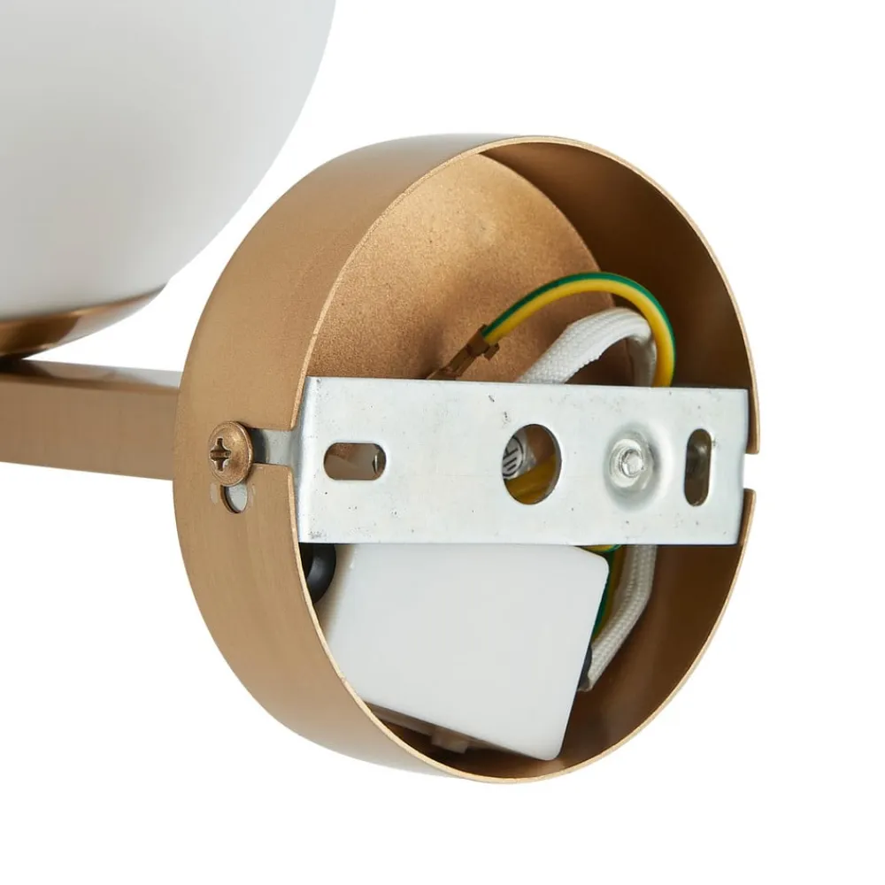 Lucande Væg- Og Spejllamper>-væglampe Bidolo, messingfarvet, glas, 12 cm, IP44