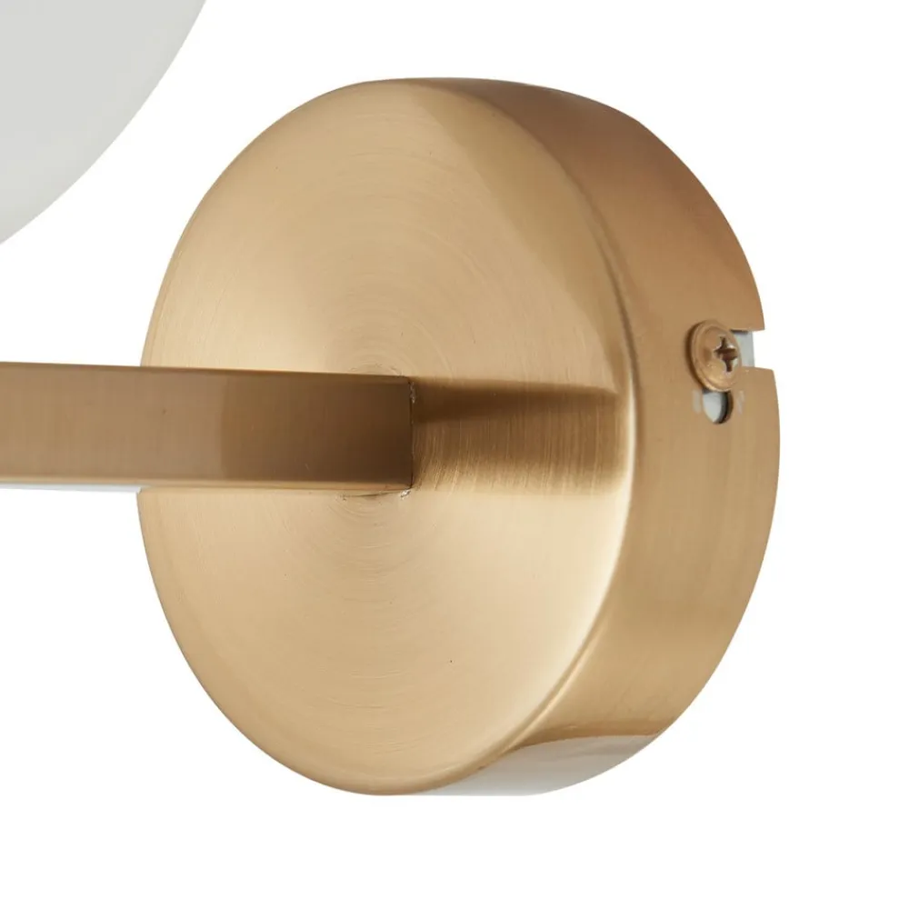 Lucande Væg- Og Spejllamper>-væglampe Bidolo, messingfarvet, glas, 12 cm, IP44