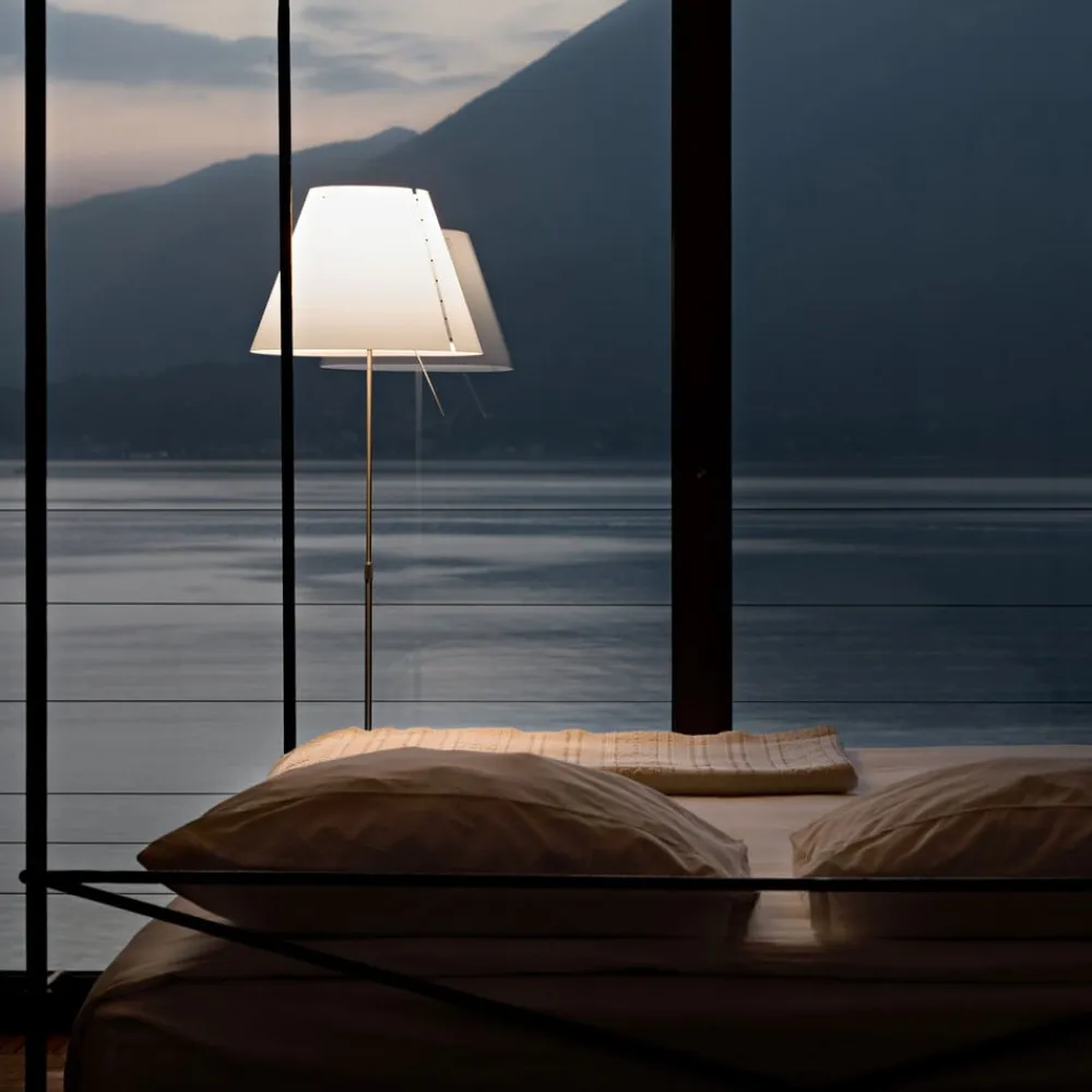 Luceplan Costanza gulvlampe D13t, aluminium/hvid