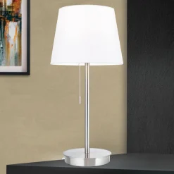 ORION Ludwig bordlampe med USB-port, hvid/mat nikkel