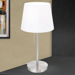 ORION Ludwig bordlampe med USB-port, hvid/mat nikkel