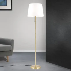 ORION Gulvlamper>Ludwig tekstilgulvlampe, antik messing