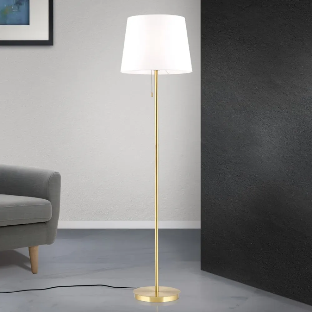 ORION Gulvlamper>Ludwig tekstilgulvlampe, antik messing