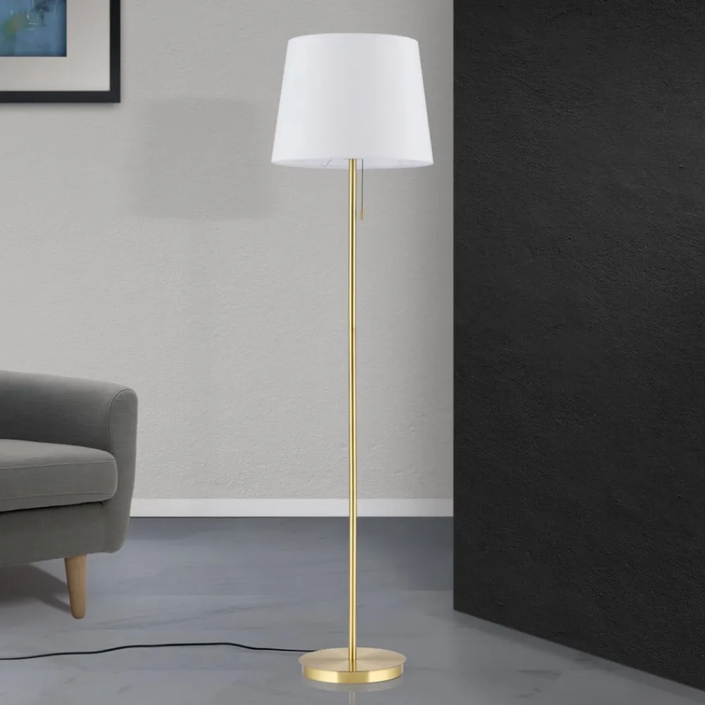 ORION Gulvlamper>Ludwig tekstilgulvlampe, antik messing