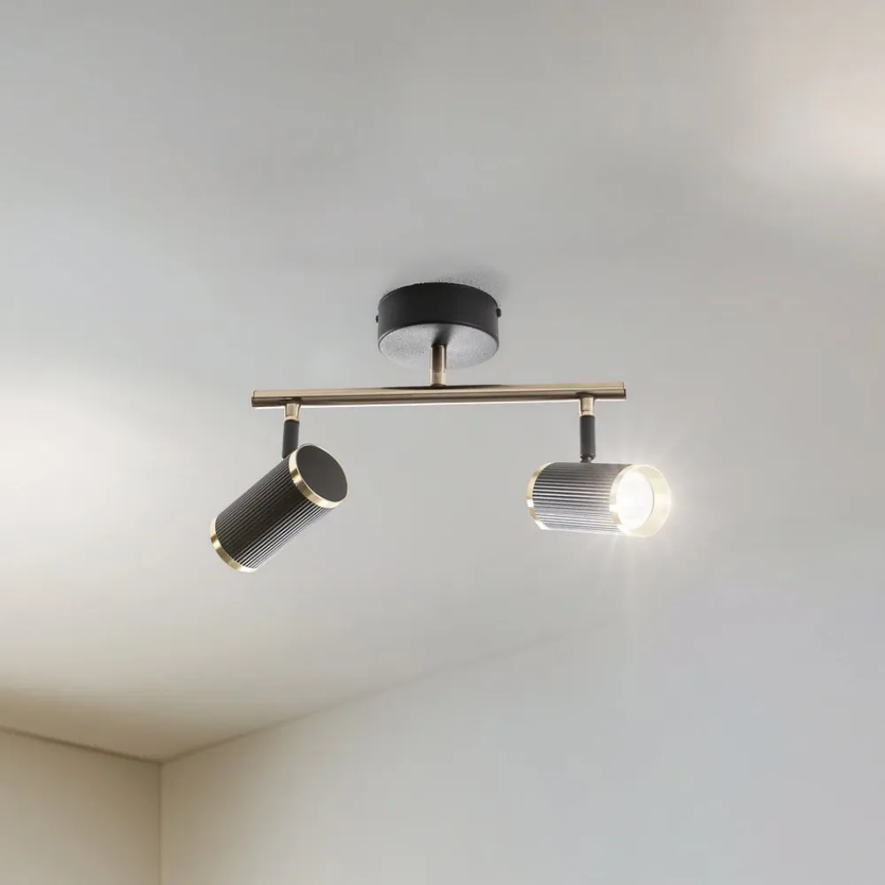 Lume loftspot, 2 lyskilder, sort/messing, højde 22 cm, jern^Lucea Hot