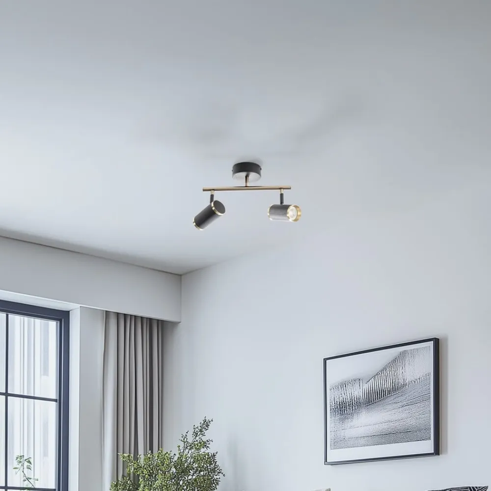 Lume loftspot, 2 lyskilder, sort/messing, højde 22 cm, jern^Lucea Hot