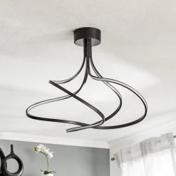 Lungo sort LED-loftlampe, højde 42 cm^Domiluce Outlet