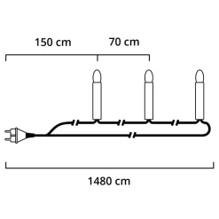 Konstsmide Christmas Julepynt|Julelyskæder>20-lys lyskæde med hvidt vokslook 14,8 m