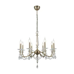 Lysekrone Adone, rund, 8 lyskilder, messing, krystalglas^Lucea Outlet