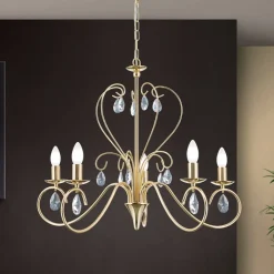 ORION Lysekrone Alessia 5 lyskilder krystalglas guld