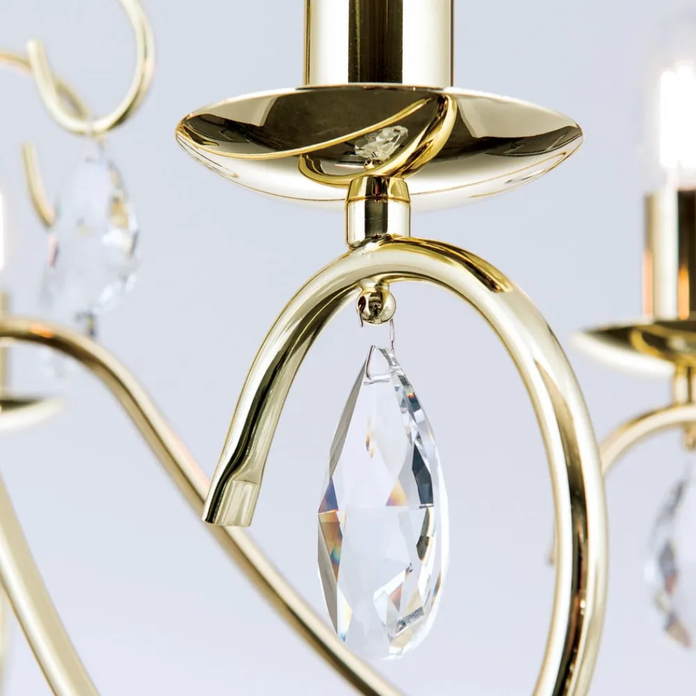 ORION Lysekrone Alessia 5 lyskilder krystalglas guld