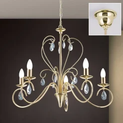 ORION Lysekrone Alessia 5 lyskilder krystalglas guld