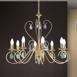 ORION Lysekrone Alessia 8 lyskilder krystalglas guld